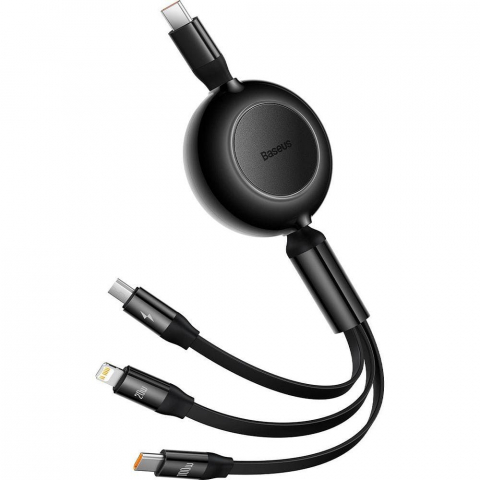 Cablu BASEUS 3in1 Tip C la MicroUSB / Lightning / Tip C PD QC4.0 3,5A 1m Negru [1]