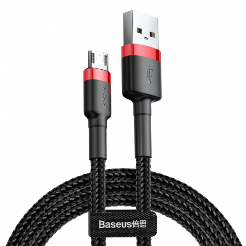 Cablu Baseus Cafule, USB-A la Micro USB, 2.4A, 1m, Negru/Rosu [4]