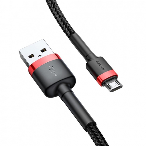 Cablu Baseus Cafule, USB-A la Micro USB, 2.4A, 1m, Negru/Rosu [3]