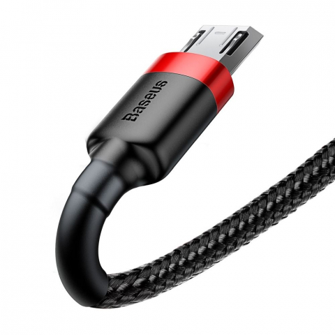 Cablu Baseus Cafule, USB-A la Micro USB, 2.4A, 1m, Negru/Rosu [2]