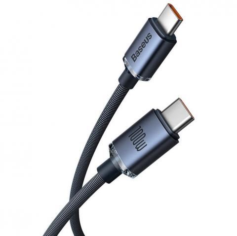 Adaptoare - Cablu Baseus Crystal Shine, Type-C la Type-C, PD 100W, 1.2m, Negru