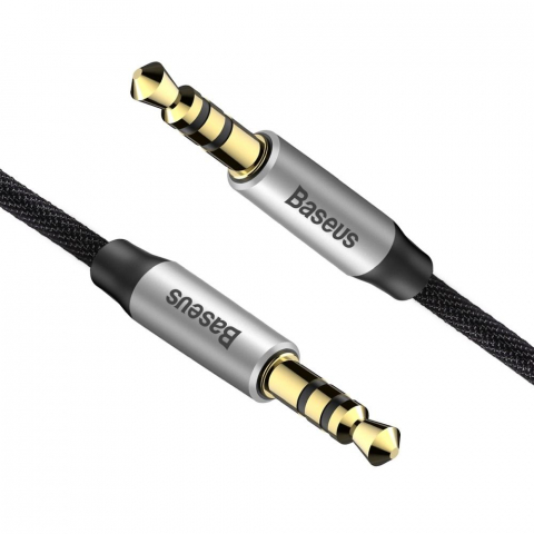 Accesorii GSM & IT - Cablu BASEUS Mufă AUX 3,5 mm (tată) la Mufă 3,5 mm (tată) CAM30-CS1 1,5 m negru argintiu