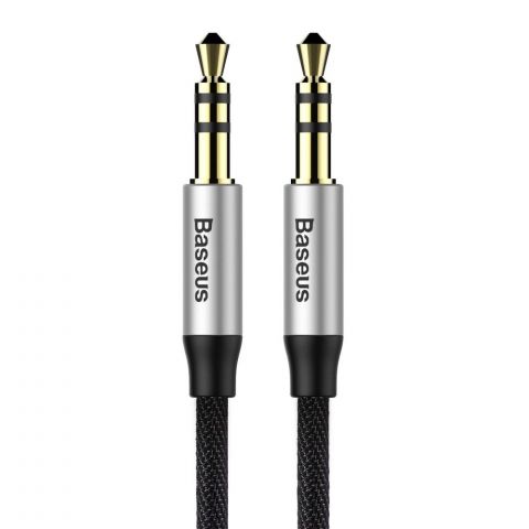 Cablu BASEUS Mufă AUX 3,5 mm (tată) la Mufă 3,5 mm (tată) CAM30-CS1 1,5 m negru argintiu [3]
