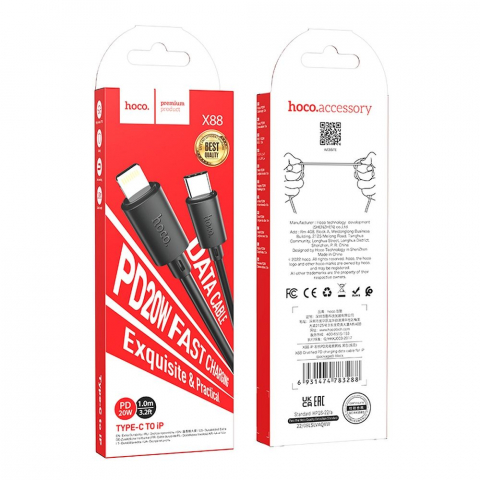 Cablu Hoco Type-C la Lightning PD 2.4A 20W X88 1m Negru [3]