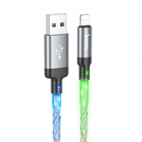 Adaptoare - Cablu Hoco U112 USB-A la Lightning, 2.4A, 1m, Gri