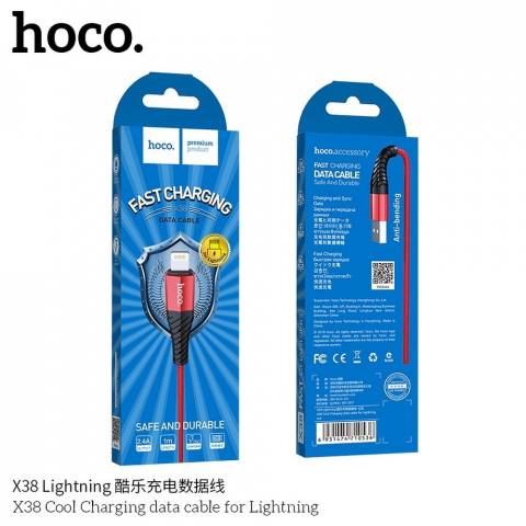 Cablu HOCO USB A la Lightning 2,4 X38 1 m roșu [3]