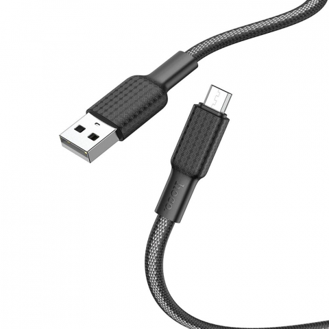 Adaptoare - Cablu Hoco USB-A la Micro USB 2.4A X69, 1 m, Negru/Alb