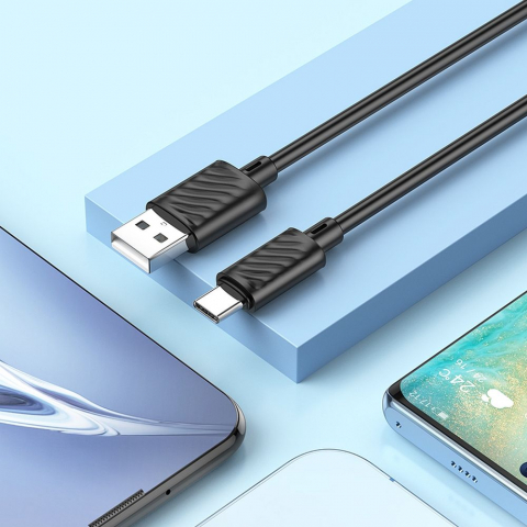 Cabluri - Cablu Hoco USB-A la Type-C 3A X88 1m Negru - Încărcare Rapidă și Fiabilă pentru Dispozitivele Tale