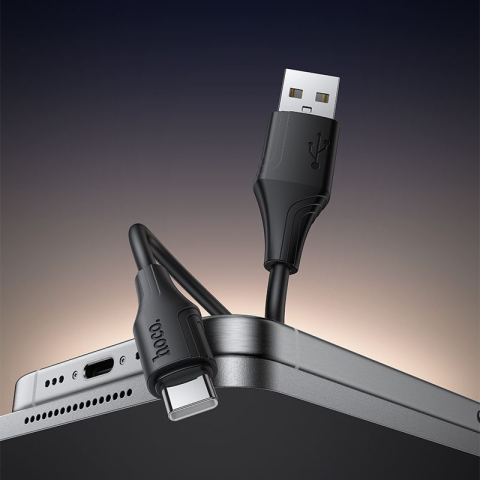 Cablu silicon USB-A la USB-C HOCO X124 3A 1m – flexibil și rezistent, negru [3]