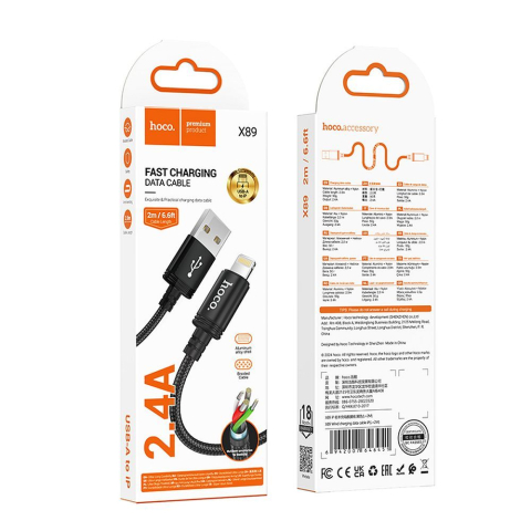 Cablu USB-A la Lightning HOCO X89 2.4A 2M Negru pentru iPhone si iPad [5]