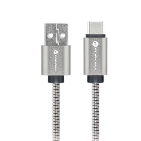 Cabluri - Cablu USB-A la USB-C Forcell F-Energy QC4.0 66W Metal C234 Silver 1M