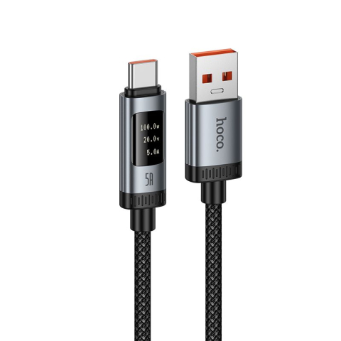 Cabluri - Cablu USB-A la USB-C HOCO U148 PD 100W cu Afisaj Digital, 1.2m, Negru