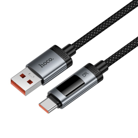Cablu USB-A la USB-C HOCO U148 PD 100W cu Afisaj Digital, 1.2m, Negru [3]