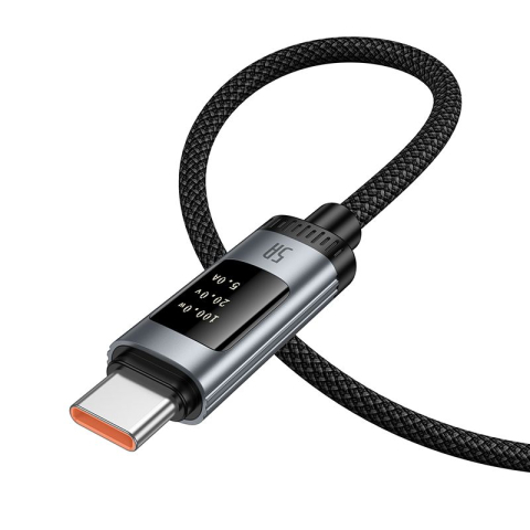 Cablu USB-A la USB-C HOCO U148 PD 100W cu Afisaj Digital, 1.2m, Negru [2]