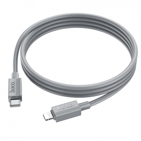 Cabluri - Cablu USB-C la Lightning Hoco X107 – PD 27 W, 1 m, Gri