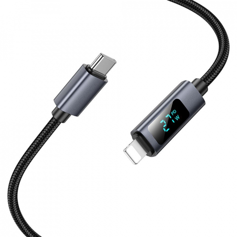 Cabluri - Cablu USB-C la Lightning Hoco X112 – PD 27 W, 1 m, Negru
