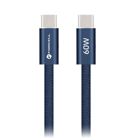 Cablu USB-C la USB-C Forcell F-Energy ACYH23 QC4.0 PD 60W Cafule Color, 1.2m, Albastru Inchis [1]