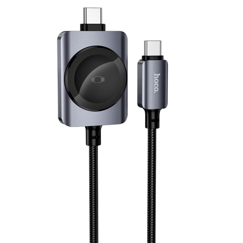 Incarcatoare - Cablu USB-C la USB-C HOCO CW66 PD 100W cu Incarcare Magnetica pentru Apple Watch, 1.2m, Negru