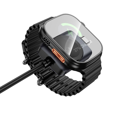 Cablu USB-C la USB-C HOCO CW66 PD 100W cu Incarcare Magnetica pentru Apple Watch, 1.2m, Negru [2]