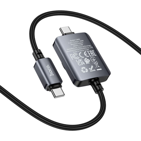 Cablu USB-C la USB-C HOCO CW66 PD 100W cu Incarcare Magnetica pentru Apple Watch, 1.2m, Negru [3]