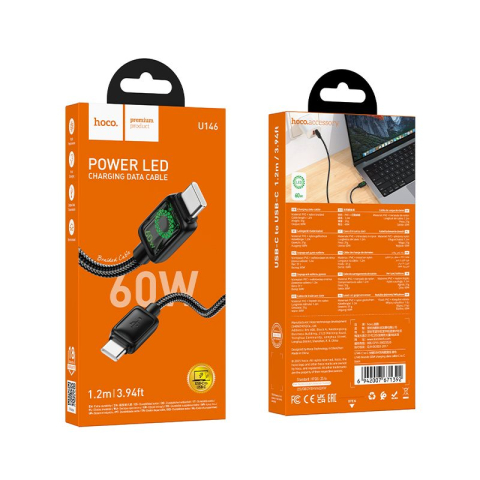 Cablu USB-C la USB-C HOCO U146 60W 3A 1.2m cu display LCD [7]