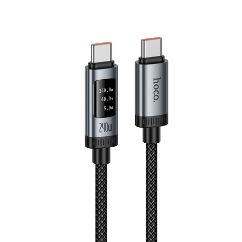 Cabluri - Cablu USB-C la USB-C HOCO U148 Lord PD 240W cu Afisaj OLED, 1.2m, Negru