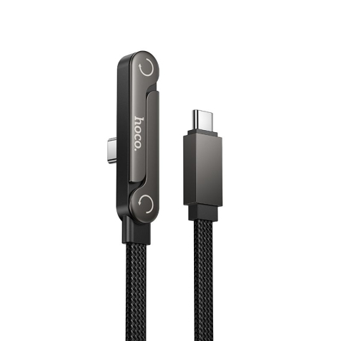 Cabluri - Cablu USB-C la USB-C HOCO U150 Exquisite PD 60W cu Suport Telefon, 1.2m, Negru