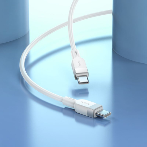 Cablu USB-C la USB-C HOCO X109 60W 3A 1m – silicon, flexibil, alb [1]