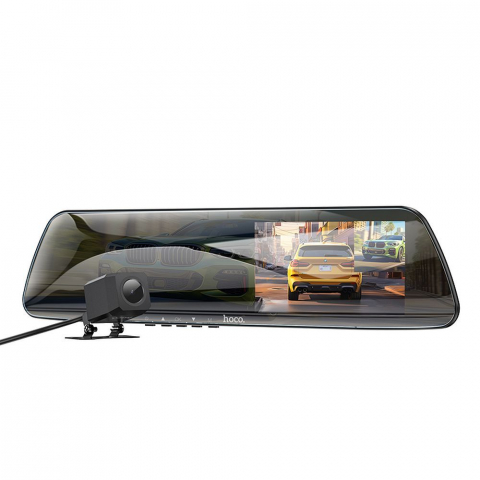 Accesorii GSM & IT - Cameră auto HOCO pentru oglindă cu ecran 4,5" + cameră spate 1080P/30fps DV4 negru