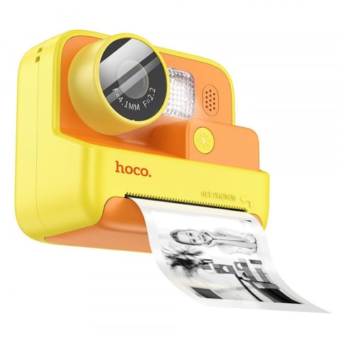 Jucarii si Gadget-uri copii - Cameră foto instant pentru Copii cu Imprimantă, Hoco,galbena