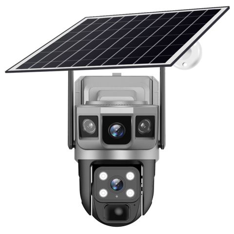 Grădină - Camera Supraveghere Exterior Solara 4G SIM PTZ 3MP V380 Pro, Rotire 355°, Audio Bidirectional, IP66