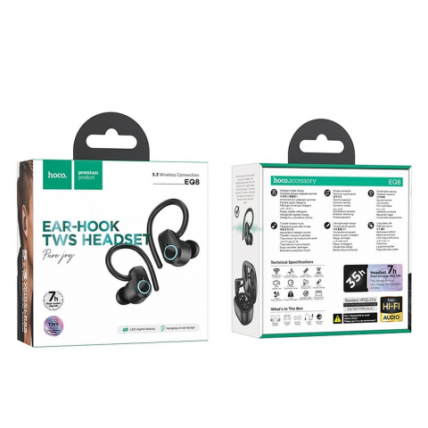 Căști Bluetooth Hoco Pure Joy In-Ear TWS EQ8, Negru [4]