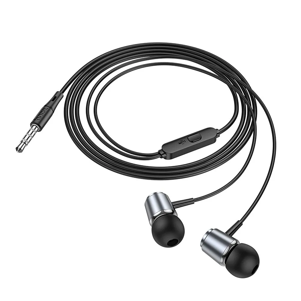 Căști cu fir HOCO M108 (jack 3,5 mm) – gri / argintiu, cu microfon [1]