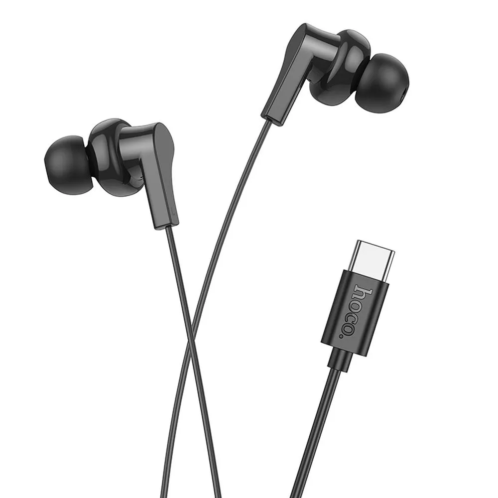 Casti - Căști cu fir HOCO M114 (USB-C) – negre, cu microfon