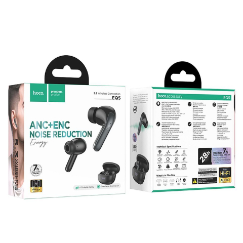 Casti Wireless Hoco EQ5 ANC+ENC Bluetooth 5.3 TWS Negru – Noise Cancelling [4]