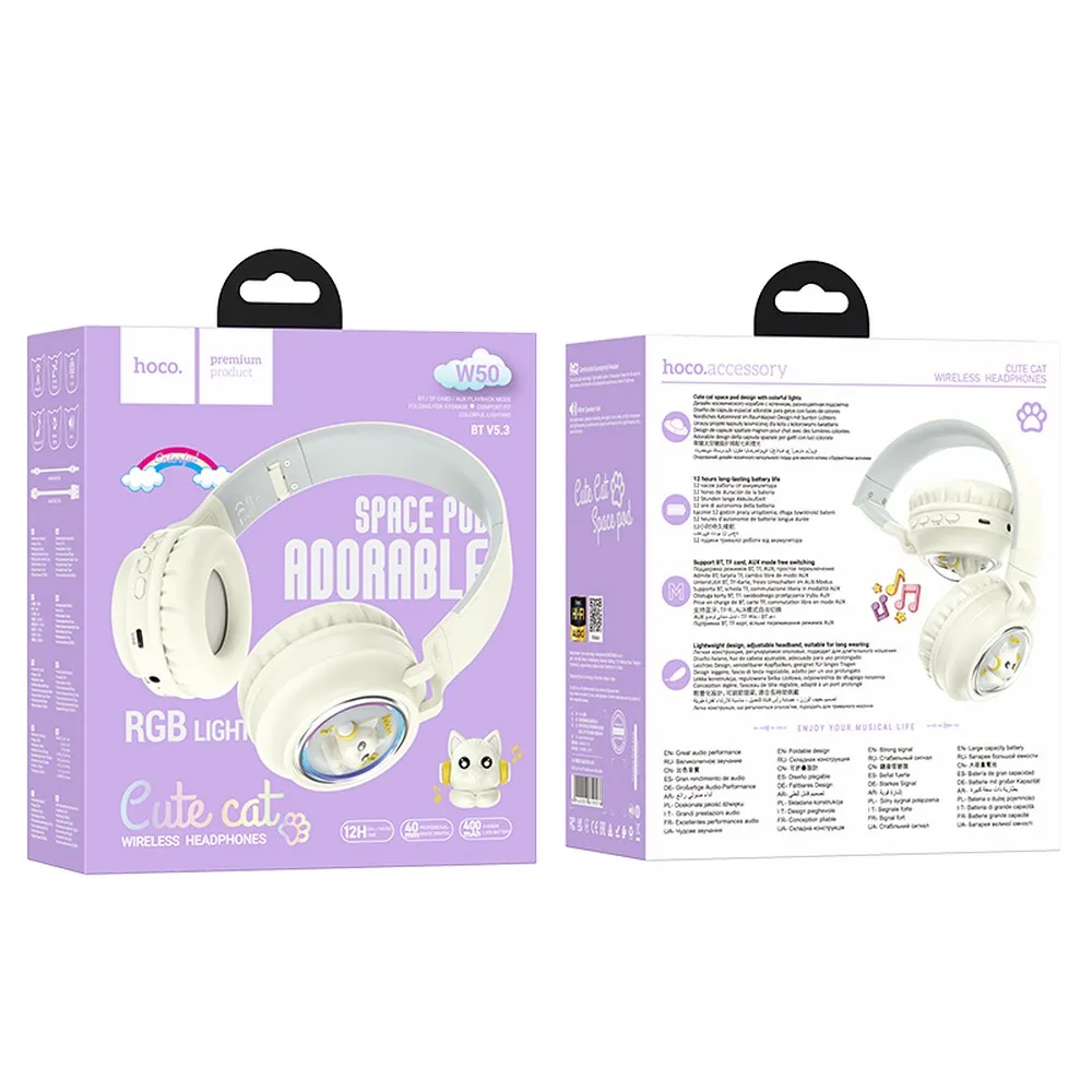 Căști Wireless Hoco W50, Milky White [2]