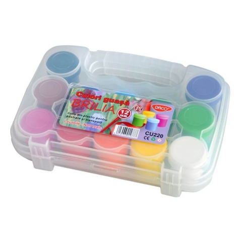 Accesorii pentru pictura - Culori Guasă, Brilia Daco, 12 Buc/Set, 20 ml, Lavabile