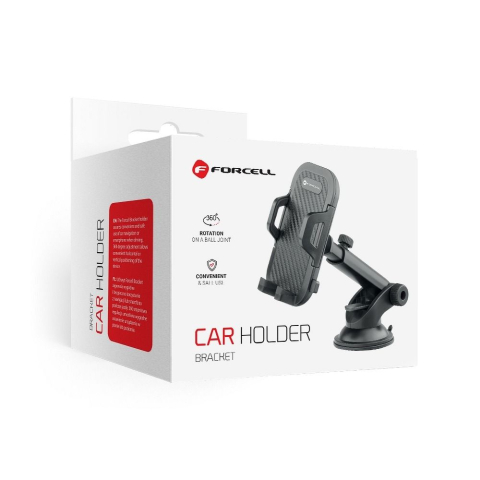 Forcell F-Grip Carbon – Suport auto universal pentru telefon, braț reglabil, prindere parbriz/cockpit, negru [5]