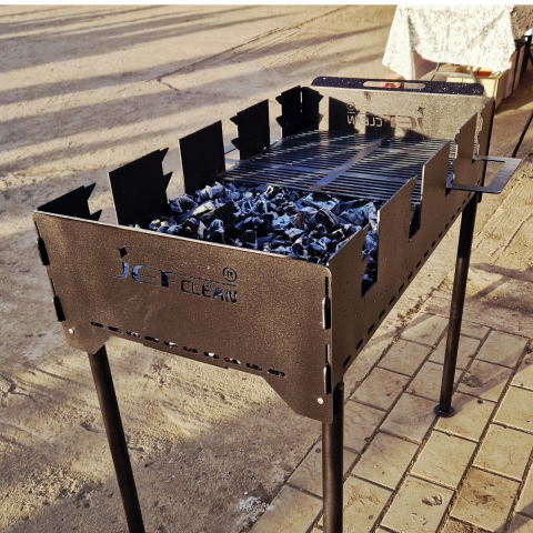 Grătar pliant portabil personalizat 50×100 cm din oțel 3 mm pentru grădină, picnic și camping – fabricat în Iași, personalizabil [1]