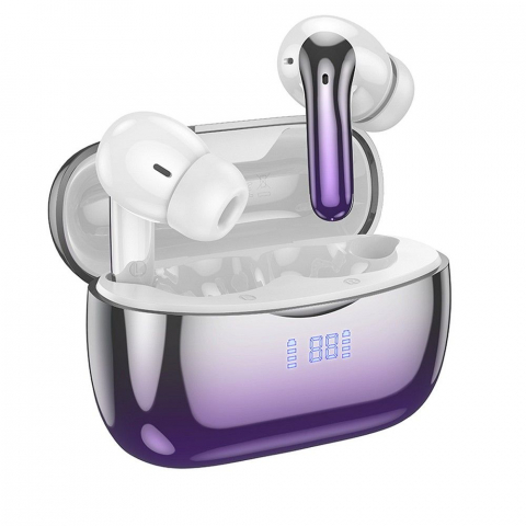 Casti - Hoco Căști Wireless Bluetooth TWS EQ16, ANC + ENC, Purple Glaze