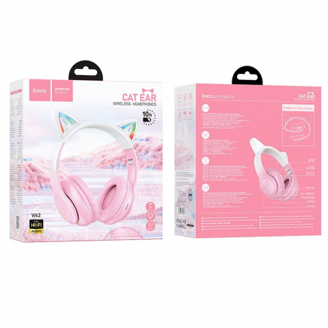 Hoco Căști Wireless Bluetooth W42 cu Urechi de Pisică, Cherry Blossom [2]