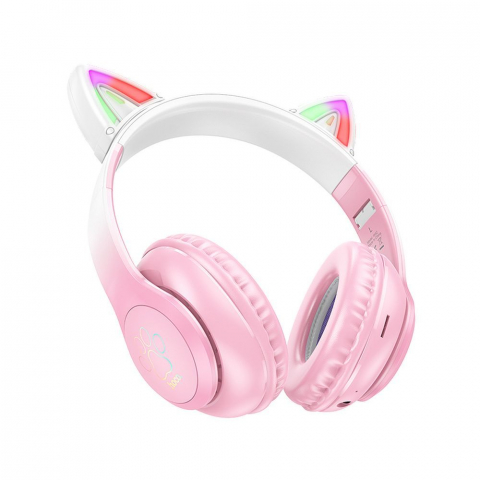 Casti - Hoco Căști Wireless Bluetooth W42 cu Urechi de Pisică, Cherry Blossom