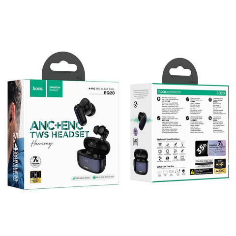 Hoco EQ20 – Căști wireless in-ear TWS ANC + ENC, negre [2]