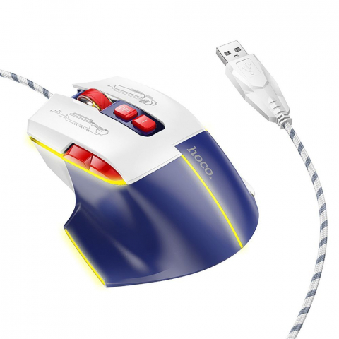 Diverse - Hoco GM31 - Mouse Gaming cu Fir USB-A, 3600DPI, Alb/Albastru