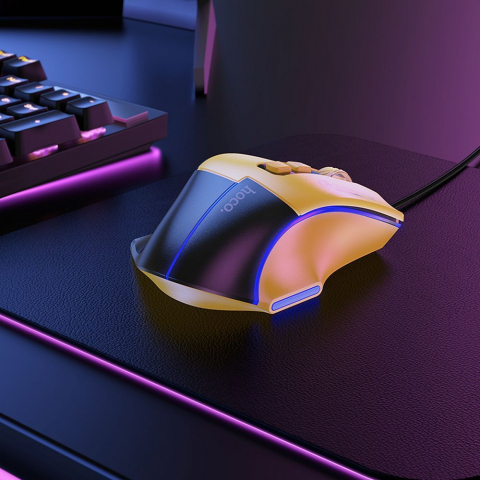 Hoco GM31 - Mouse Gaming cu Fir USB-A, 3600DPI, Negru/Galben [3]