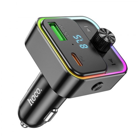 Hoco Încărcător Auto Bravery E81 cu Bluetooth, FM Transmitter, PD 30W + QC3.0, Negru [2]