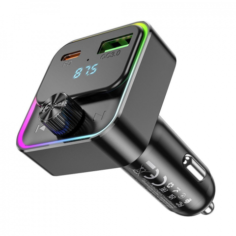 Hoco Încărcător Auto Bravery E81 cu Bluetooth, FM Transmitter, PD 30W + QC3.0, Negru [5]