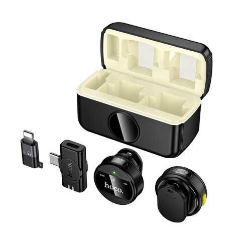 Hoco L22 – Microfon wireless 2 în 1 Lightning + USB-C, negru [1]