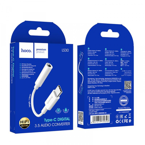 Hoco LS30 White - Adaptor Type-C la Jack 3.5mm pentru Căști [5]