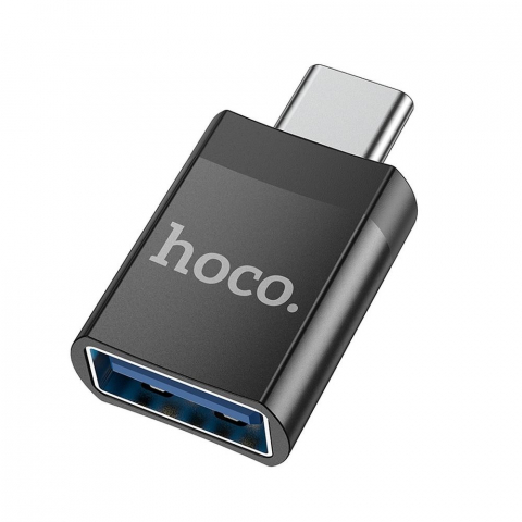 Adaptoare - Hoco UA17 - Adaptor OTG Type-C Male la USB-A Female, Negru